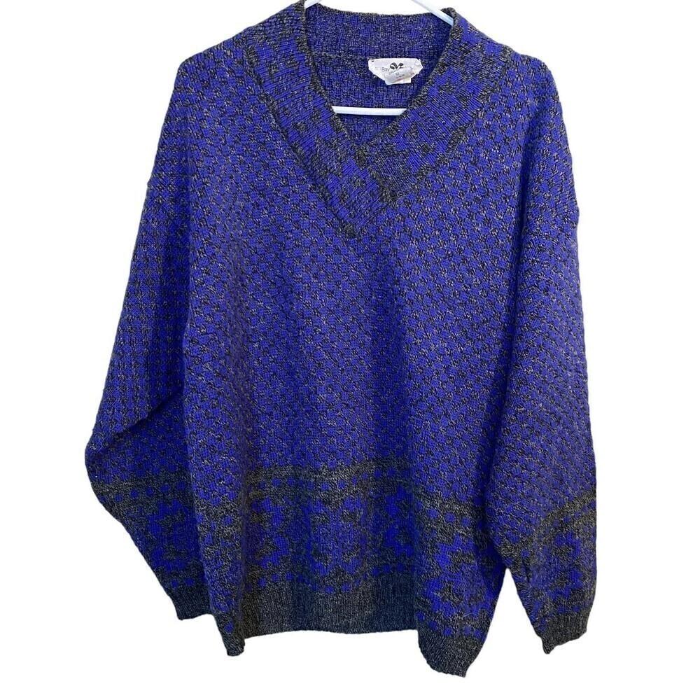 THE Bay La Baie Vintage Sweater Wool Blend Purple Gray Italy Unisex Men'…